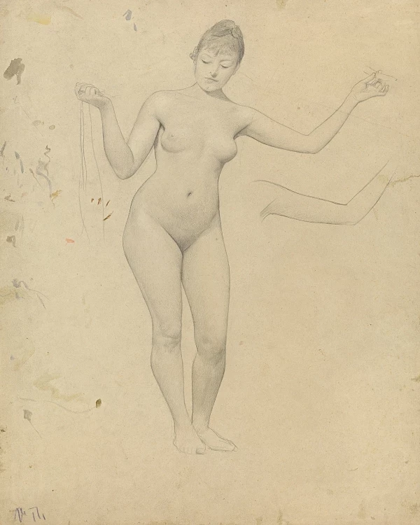 Stående kvindelig nøgen- og armstudie - 1906