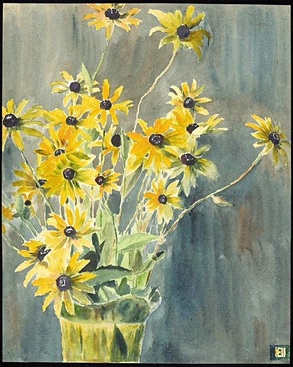 Vase med sortøjede Susaner - 1915