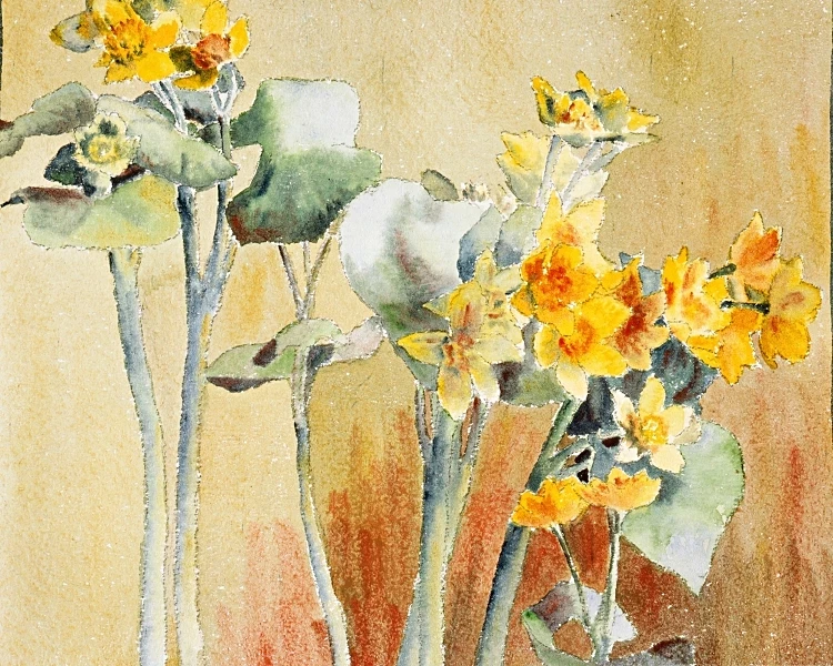 Gul og orange blomst - 1916