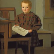 Christen Købke – Der Sohn des Malers C.W. Eckersberg, Julius, im Atelier seines Vaters – 1831 | Giclée Kunstdruck gerahmt