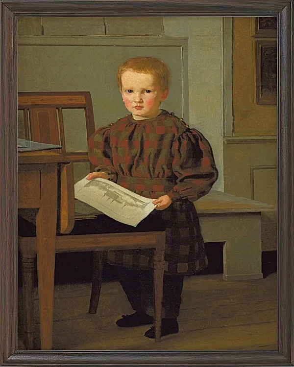 Christen Købke – Der Sohn des Malers C.W. Eckersberg, Julius, im Atelier seines Vaters – 1831 | Giclée Kunstdruck gerahmt