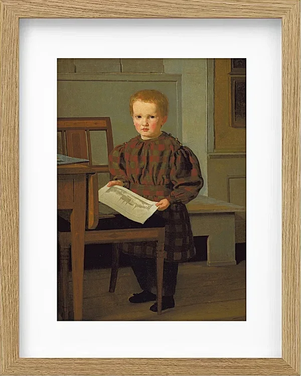 Christen Købke – Der Sohn des Malers C.W. Eckersberg, Julius, im Atelier seines Vaters – 1831 | Giclée Kunstdruck gerahmt