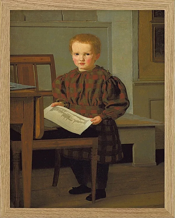 Christen Købke – Der Sohn des Malers C.W. Eckersberg, Julius, im Atelier seines Vaters – 1831 | Giclée Kunstdruck gerahmt