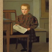 Christen Købke – Der Sohn des Malers C.W. Eckersberg, Julius, im Atelier seines Vaters – 1831 | Giclée Kunstdruck gerahmt
