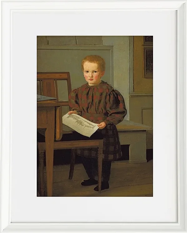 Christen Købke – Der Sohn des Malers C.W. Eckersberg, Julius, im Atelier seines Vaters – 1831 | Giclée Kunstdruck gerahmt