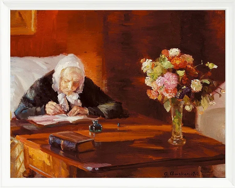 Anna Ancher - Die Fischernetze reinigen 1911 | Giclée Kunstdruck gerahmt
