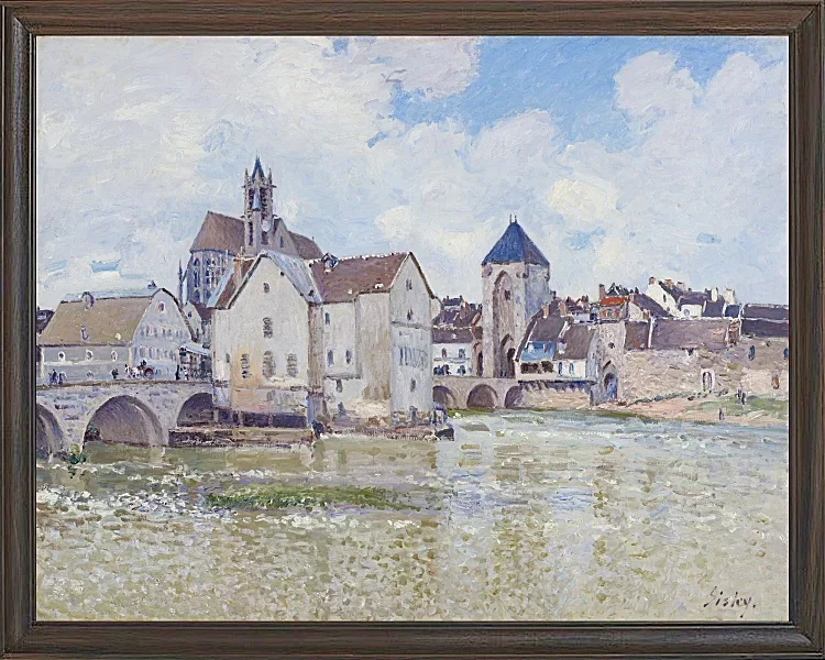 Alfred Sisley - Die Moret-Brücke und die Mühlen 1890 | Giclée Kunstdruck gerahmt