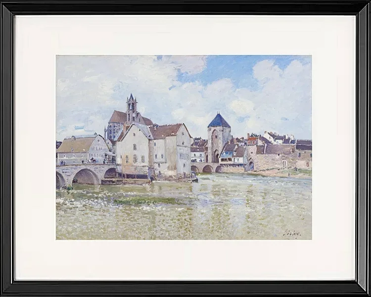 Alfred Sisley - Die Moret-Brücke und die Mühlen 1890 | Giclée Kunstdruck gerahmt