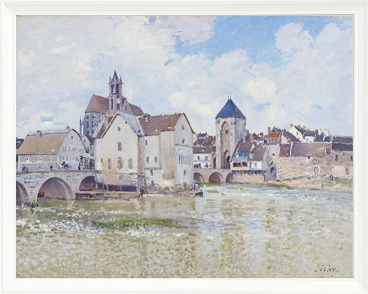 Alfred Sisley - Die Moret-Brücke und die Mühlen 1890 | Giclée Kunstdruck gerahmt