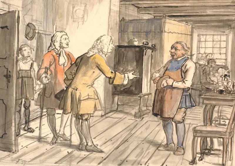 Wilhelm Marstrand | Besøg af byrådsmedlemmer for at lykønske – 1845 | Indrammet kunsttryk | Danmarks Guldalder