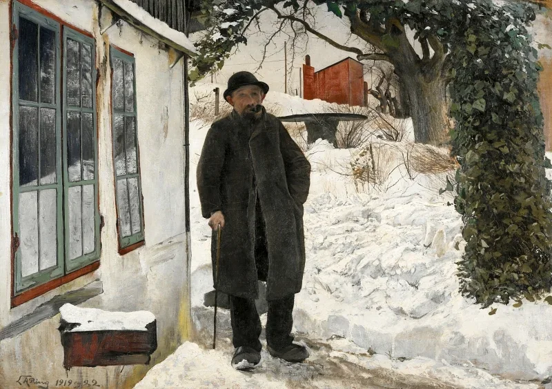 Laurits Andersen Ring | Am alten Haus – 1919 | Gerahmter Kunstdruck | Realismus
