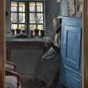 Laurits Andersen Ring | En gammel strikkende kone - 1891 | Indrammet kunsttryk | Realisme