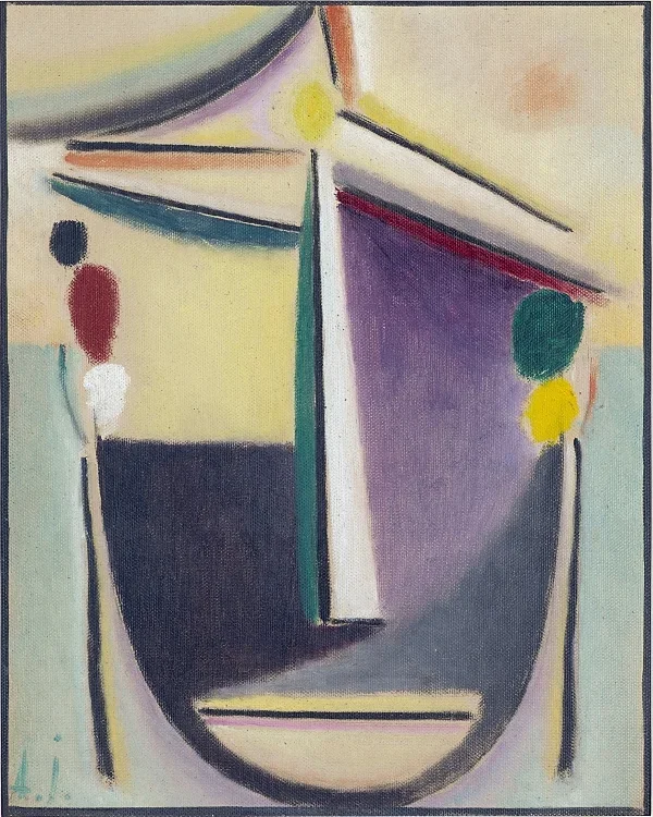 Abstrakter Kopf, Schwarz-Gelb-Lila - 1922