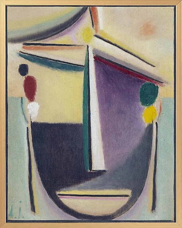 Abstrakter Kopf, Schwarz-Gelb-Lila - 1922