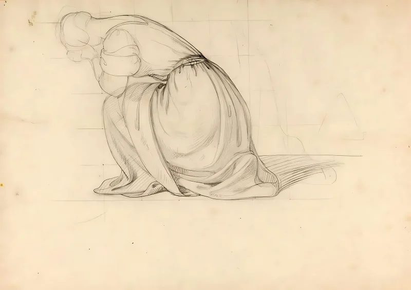 Albert Küchler | Kvinna i bön - 1837 | Indrammet kunsttryk | Danmarks Guldalder | formida