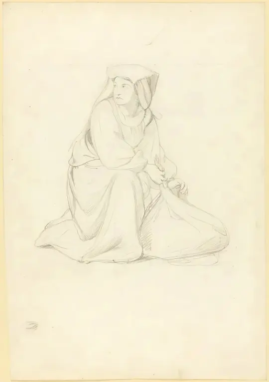 Albert Küchler | Folkets liv på Piazza Barberini, studie - 1844 | Indrammet kunsttryk | Danmarks Guldalder | formida