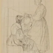 Albert Küchler | Eine sitzende Frau mit ihren Wasserkrügen – 1924 | Gerahmter Kunstdruck | Goldenes Zeitalter Dänemark | formida