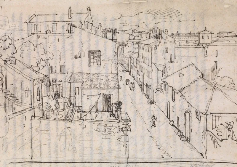 Albert Küchler | Rom, Via Sistina - 1886 | Indrammet kunsttryk | Danmarks Guldalder | formida