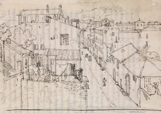 Albert Küchler | Rom, Via Sistina - 1886 | Indrammet kunsttryk | Danmarks Guldalder | formida