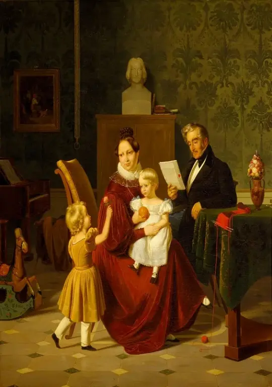 Albert Küchler | Oberst og fru Paulsen - 1838 | Indrammet kunsttryk | Danmarks Guldalder | formida