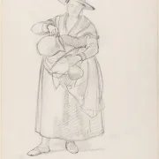 Albert Küchler | En kvinde med en hat på skødet - 1840 | Indrammet kunsttryk | Danmarks Guldalder | formida