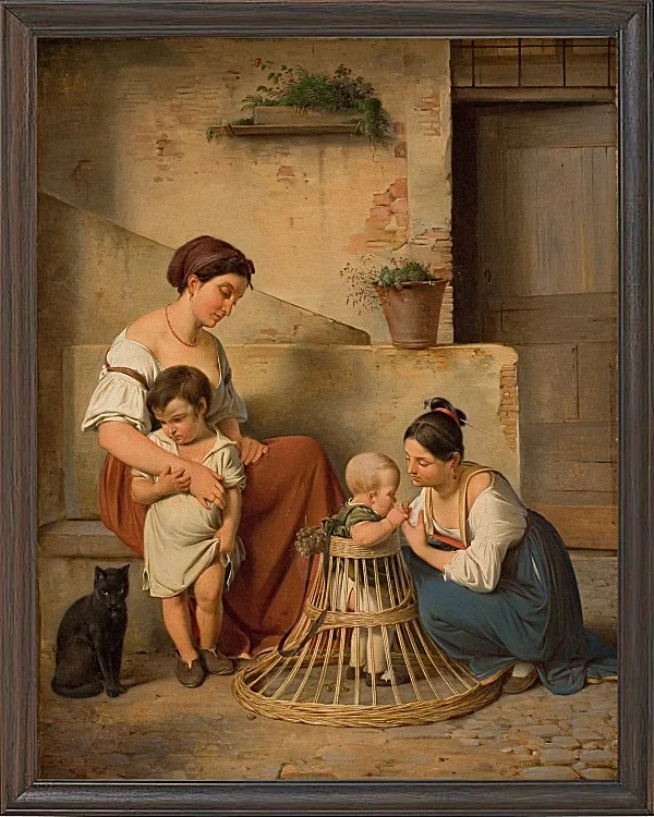 Albert Küchler – Eine römische Straßenszene 1833 | Giclée Kunstdruck gerahmt