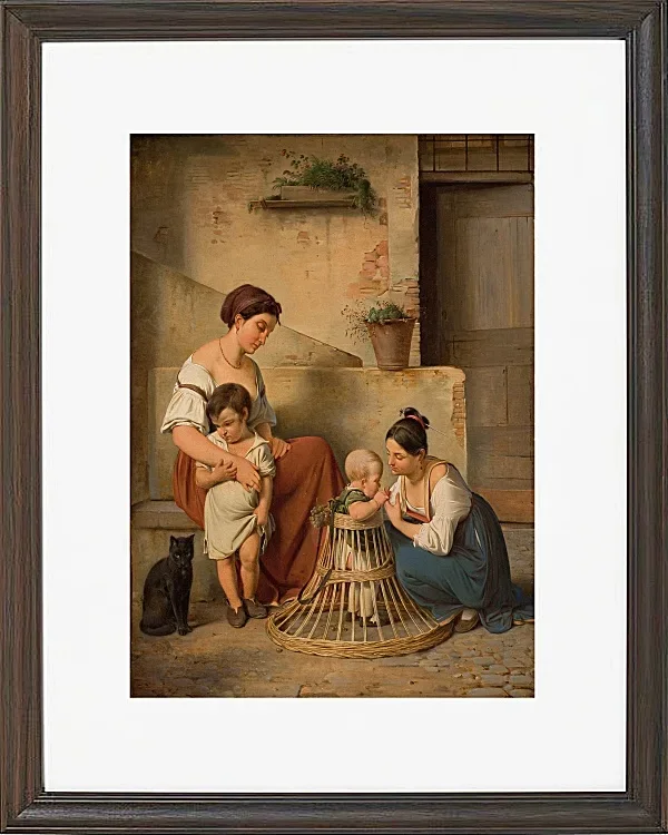 Albert Küchler – Eine römische Straßenszene 1833 | Giclée Kunstdruck gerahmt