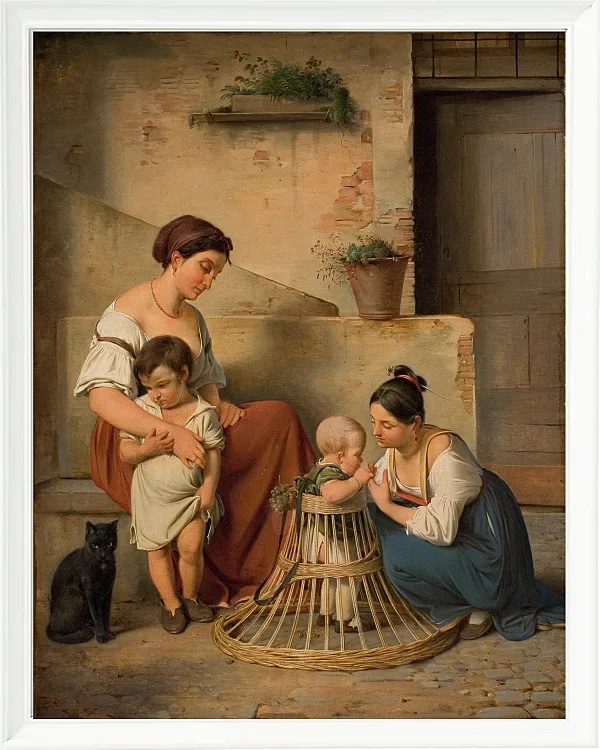 Albert Küchler – Eine römische Straßenszene 1833 | Giclée Kunstdruck gerahmt