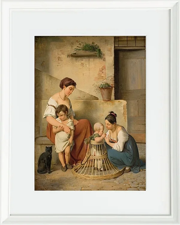 Albert Küchler – Eine römische Straßenszene 1833 | Giclée Kunstdruck gerahmt
