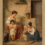 Albert Küchler – Eine römische Straßenszene 1833 | Giclée Kunstdruck gerahmt