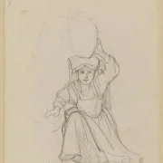 Albert Küchler | Pige på knæ og ung jæger - 1838 | Indrammet kunsttryk | Danmarks Guldalder | formida