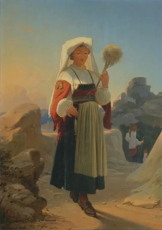 Albert Küchler | Italienerinde med sin ten - 1849 | Indrammet kunsttryk | Danmarks Guldalder | formida