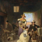 Albert Küchler – Jäger in einer Taverne 1834 | Giclée Kunstdruck gerahmt