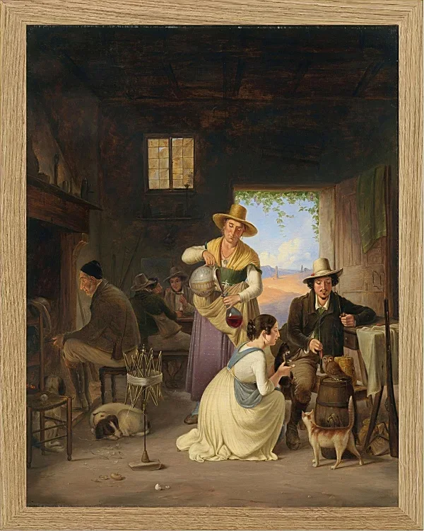 Albert Küchler – Jäger in einer Taverne 1834 | Giclée Kunstdruck gerahmt
