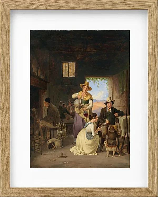 Albert Küchler – Jäger in einer Taverne 1834 | Giclée Kunstdruck gerahmt
