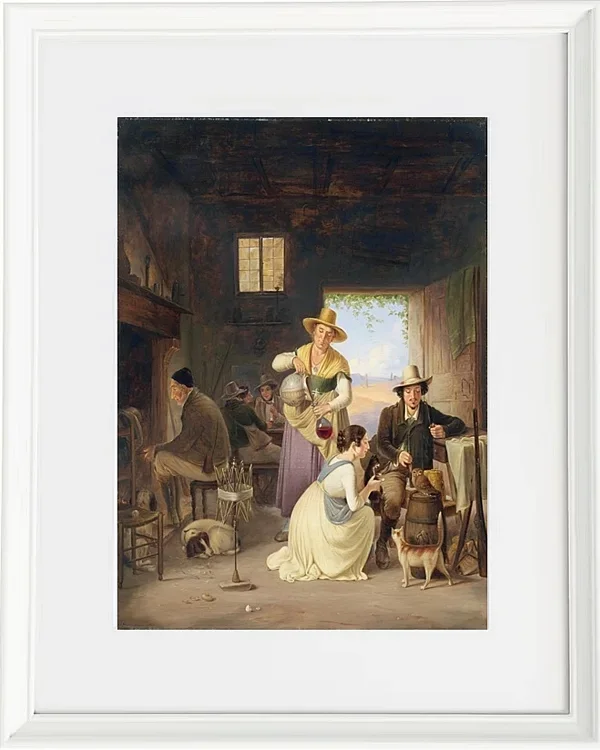 Albert Küchler – Jäger in einer Taverne 1834 | Giclée Kunstdruck gerahmt