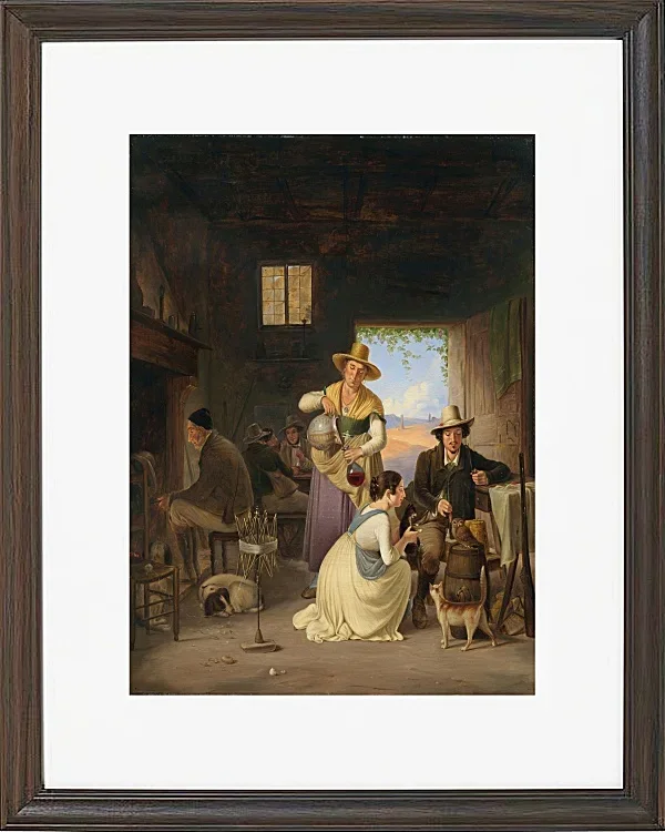 Albert Küchler – Jäger in einer Taverne 1834 | Giclée Kunstdruck gerahmt