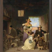 Albert Küchler – Jäger in einer Taverne 1834 | Giclée Kunstdruck gerahmt
