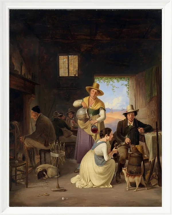 Albert Küchler – Jäger in einer Taverne 1834 | Giclée Kunstdruck gerahmt