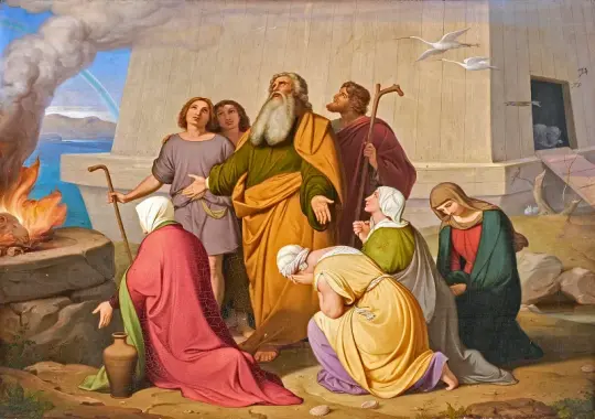 Albert Küchler | Noa bringer et offer efter syndfloden - 1845 | Indrammet kunsttryk | Danmarks Guldalder | formida