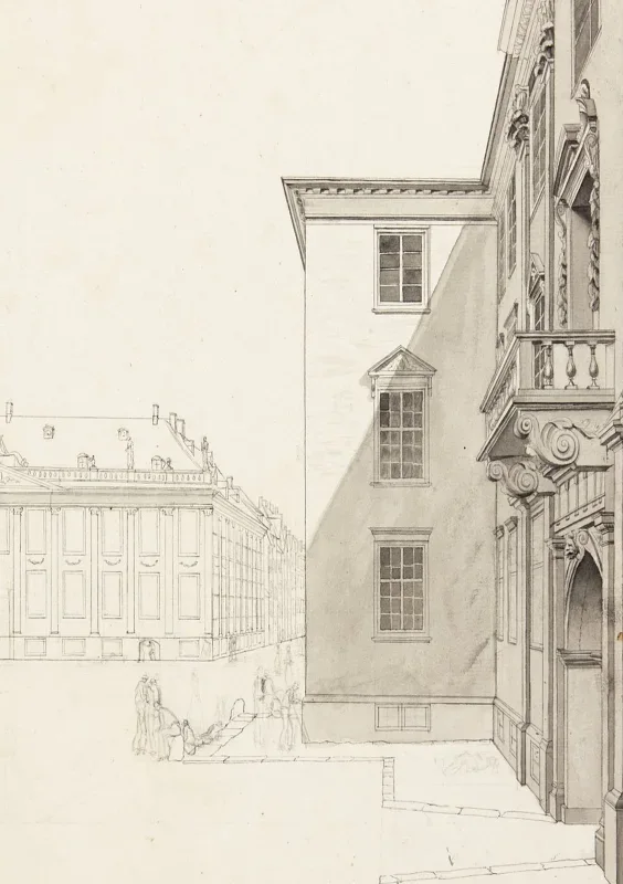 Albert Küchler | Kongens Nytorv - 1828 | Indrammet kunsttryk | Danmarks Guldalder | formida