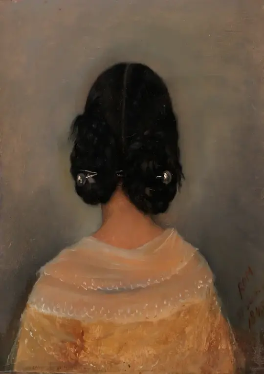 Albert Küchler | Studie af en kvinde bagfra - 1845 | Indrammet kunsttryk | Danmarks Guldalder | formida