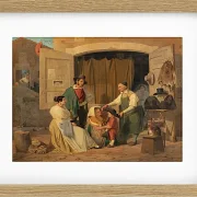 Albert Küchler – Römische Bauern kaufen einen Hut für ihren kleinen Sohn 1834 | Giclée Kunstdruck gerahmt
