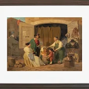 Albert Küchler – Römische Bauern kaufen einen Hut für ihren kleinen Sohn 1834 | Giclée Kunstdruck gerahmt