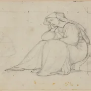 Albert Küchler | Gammel kvinde siddende på sin bylt - 1822| Indrammet kunsttryk | Danmarks Guldalder | formida