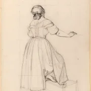 Albert Küchler | Folkeliv på Piazza Barberini, studie nr. 2 - 1837 | Indrammet kunsttryk | Danmarks Guldalder | formida