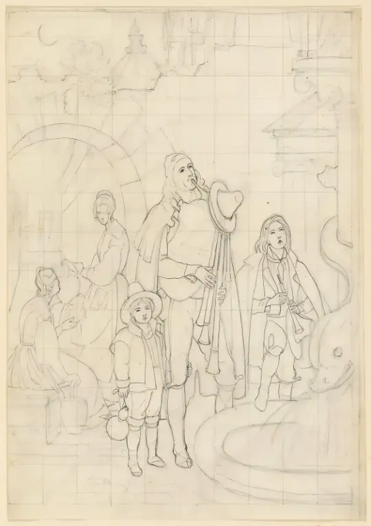 Albert Küchler | Wandermusiker - 1820 | Gerahmter Kunstdruck | Goldenes Zeitalter Dänemark | formida