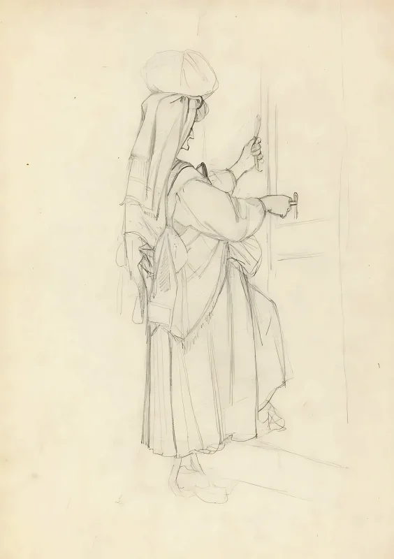 Albert Küchler | Frau mit einem Knoten auf dem Kopf - 1835 | Gerahmter Kunstdruck | Goldenes Zeitalter Dänemark | formida