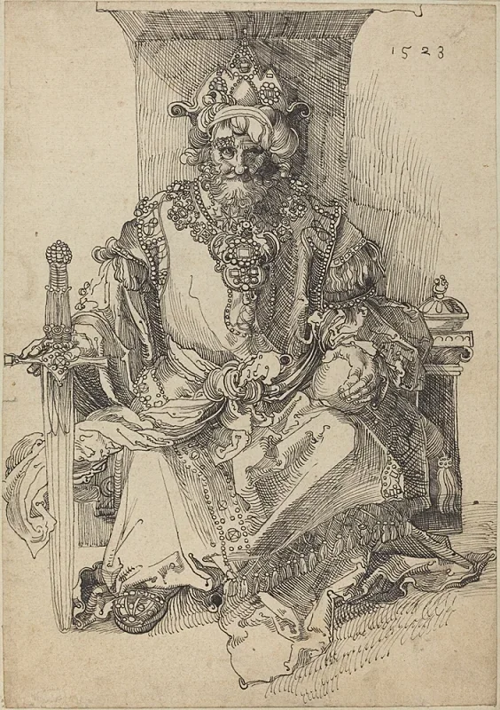 Albrecht Dürer | Ein orientalischer Herrscher auf seinem Thron – 1523 | Gerahmter Kunstdruck | Renaissance | formida