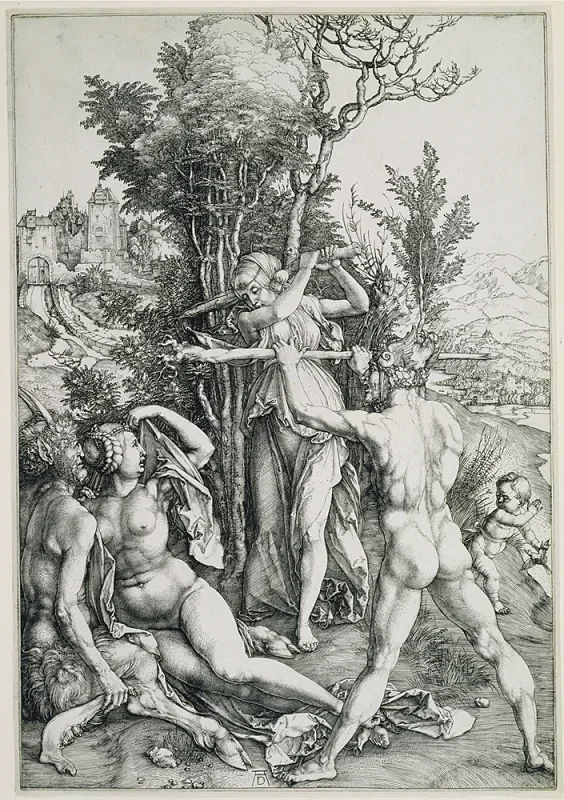 Albrecht Dürer | Kampen mellem dyd og nydelse i Herkules' nærvær - 1498 | Indrammet kunsttryk | Renæssance | formida